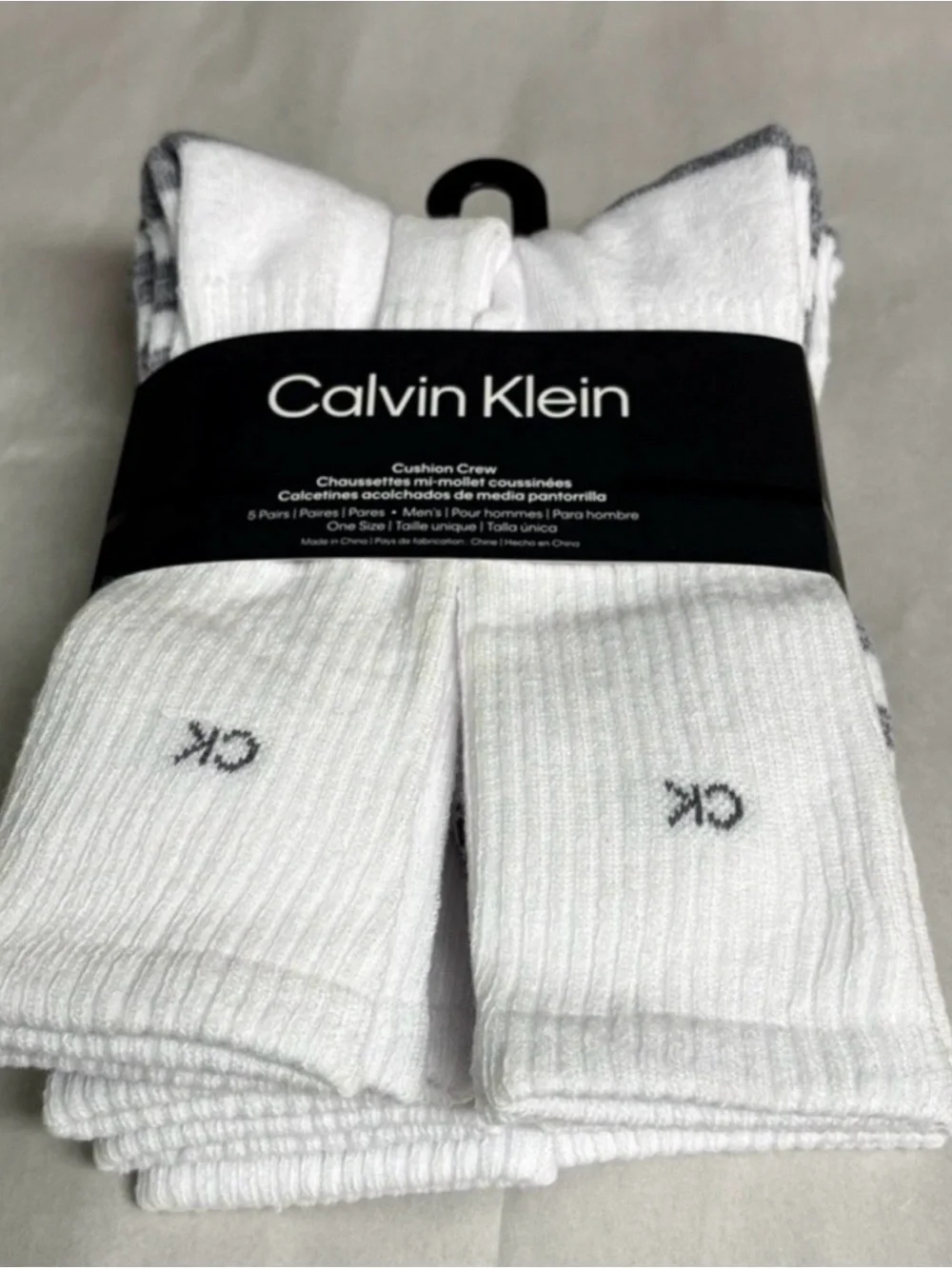New Calvin Klein Socks Men’s 5 Pair Cushion Crew White Casual Preppy Activewear